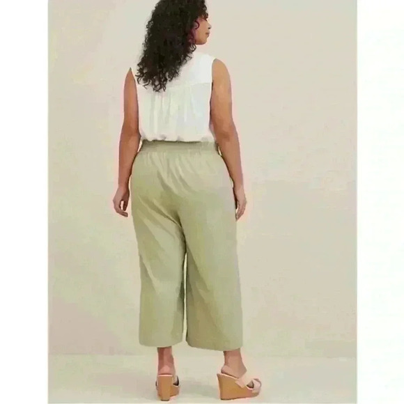 Torrid sage green linen blend wide leg ankle pants size 0 - Picture 3 of 14